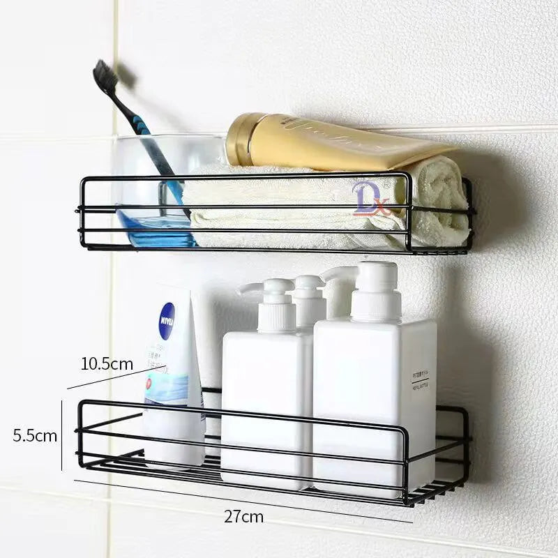 étagère murale noire moderne adhésive grille métallique organisation cuisine salle bains minimalistephonespaces propre