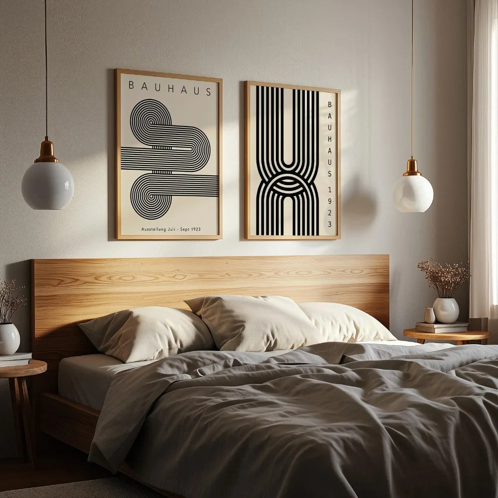 affiche impression abstraite géométrique minimaliste moderne sans cadre noir blanc salon chambre