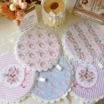 coasters fleur rose géométriques dentelés vintage blanc opalets résistants chaleur