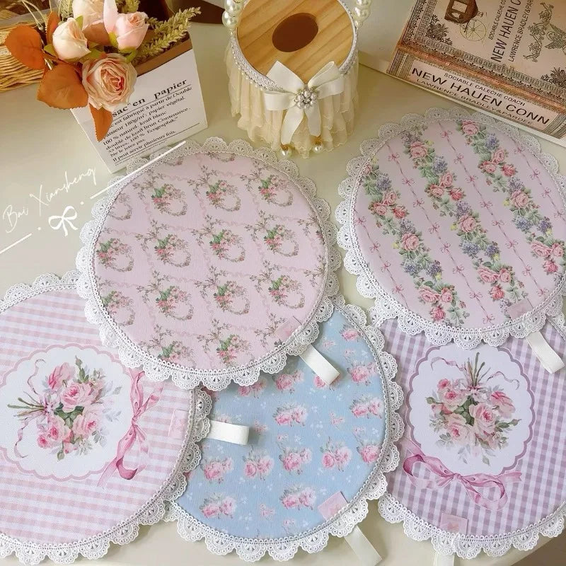 coasters fleur rose géométriques dentelés vintage blanc opalets résistants chaleur