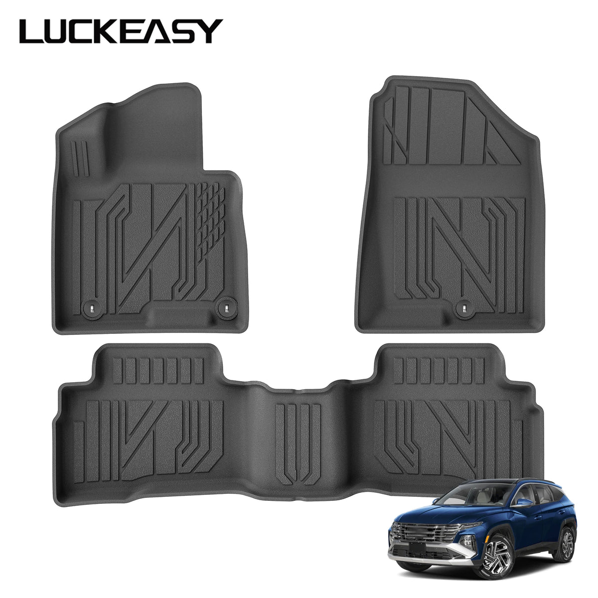 tapis sol voiture noir rayures clips protection moderne résistantintérieur auto tpe
