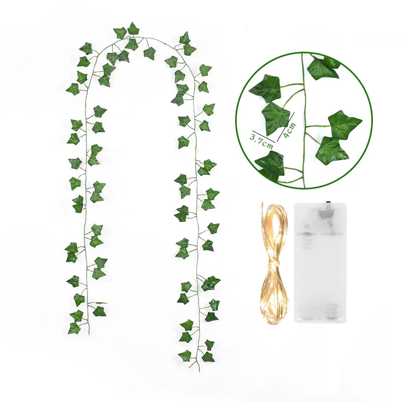 guirlande lumineuse feuilles vertes led blanc extérieur moderne décoration mariage chambre festive