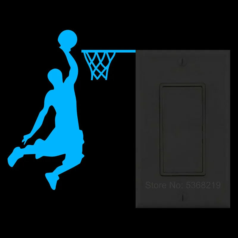 interrupteur mural adhésif basketteur vert fluo bleu fluo orange fluo moderne panneau commande opacité