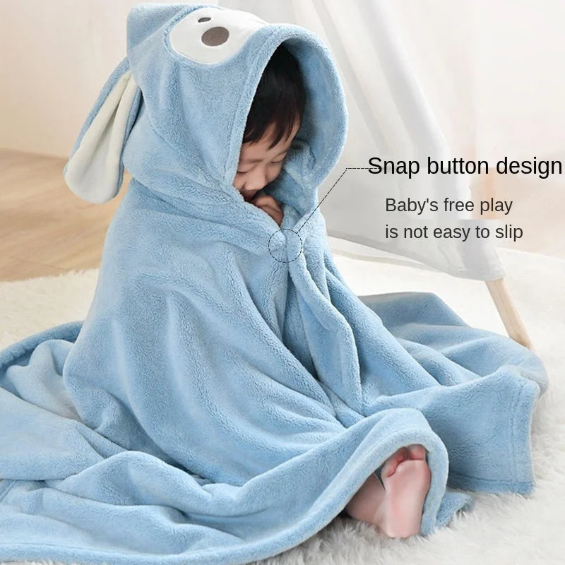 robe bain bébé douce oreilles lapin motif visage animal brodé pastel bleu rose confortable