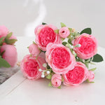 bouquet fleurs artificielles pivoines soie moderne élégant intérieur mariage anniversaire baby shower decoration chambre