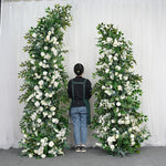 arche decorative fleurs artificielles blanc feuillage vert decoration mariage anniversaire exterieur classique eventos partys