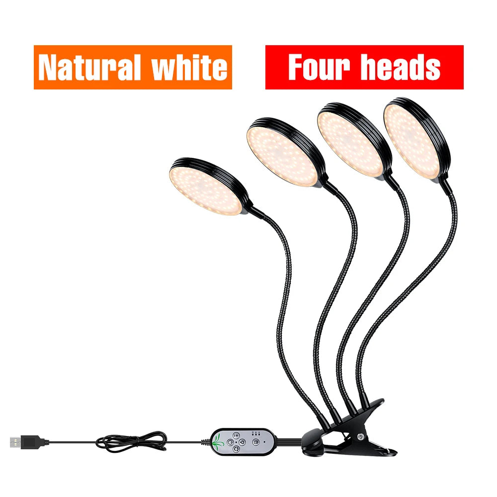 lampe croissance led noir moderne minuterie usb 5v têtes crochets réglable auto