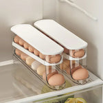 rangement œufs réfrigérateur double couche transparent moderne blanc.storage holder eggs refrigerator multiple levels translucent