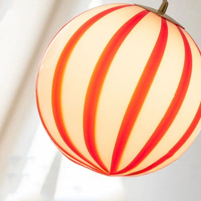 Suspension lumineuse moderne pince suspension câble blanc rouge vert rayures horizontales