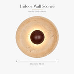 lampe murale pierre naturelle led beige marron foncé texture bois minimaliste fixée mur opaque