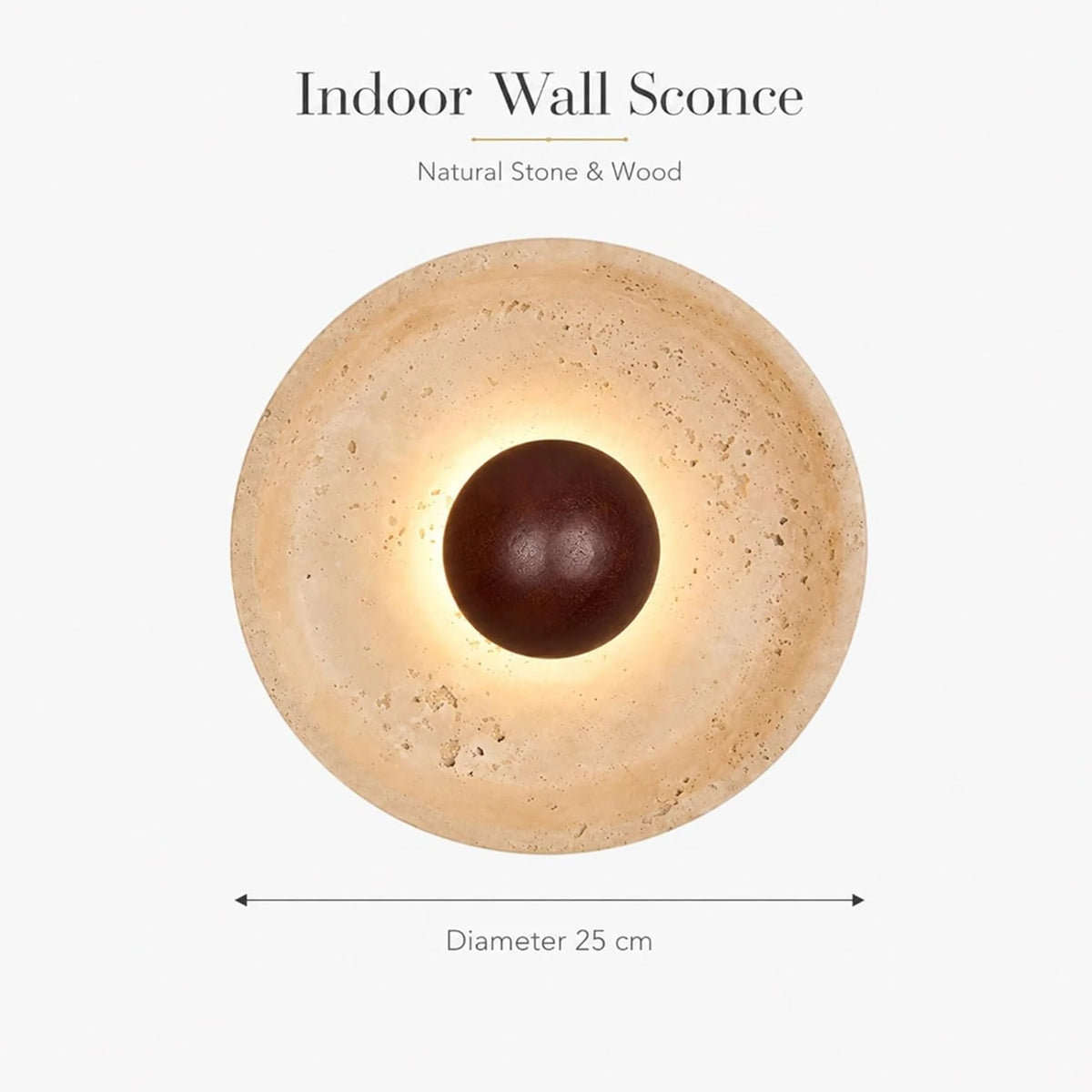 lampe murale pierre naturelle led beige marron foncé texture bois minimaliste fixée mur opaque