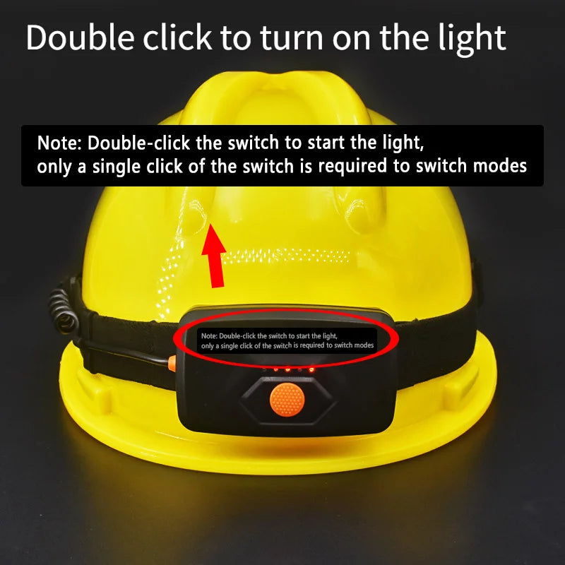 lampe frontale led rechargeable batterie 5000mah usb portable angle large noir jaune