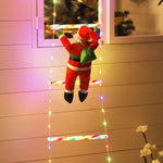 décoration noël lumineuse père noël guirlandes rayures colorées moderne adhésif rouge vert blanc