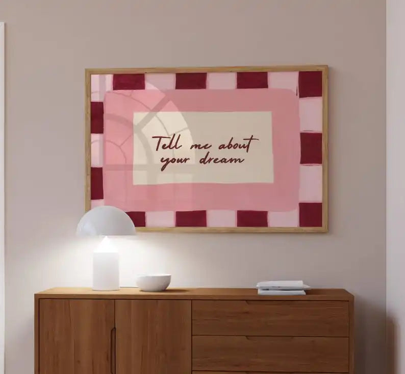 tableau impression toile rose moderne calligraphie chambre salon décoration sans cadre horizontal bedroom living