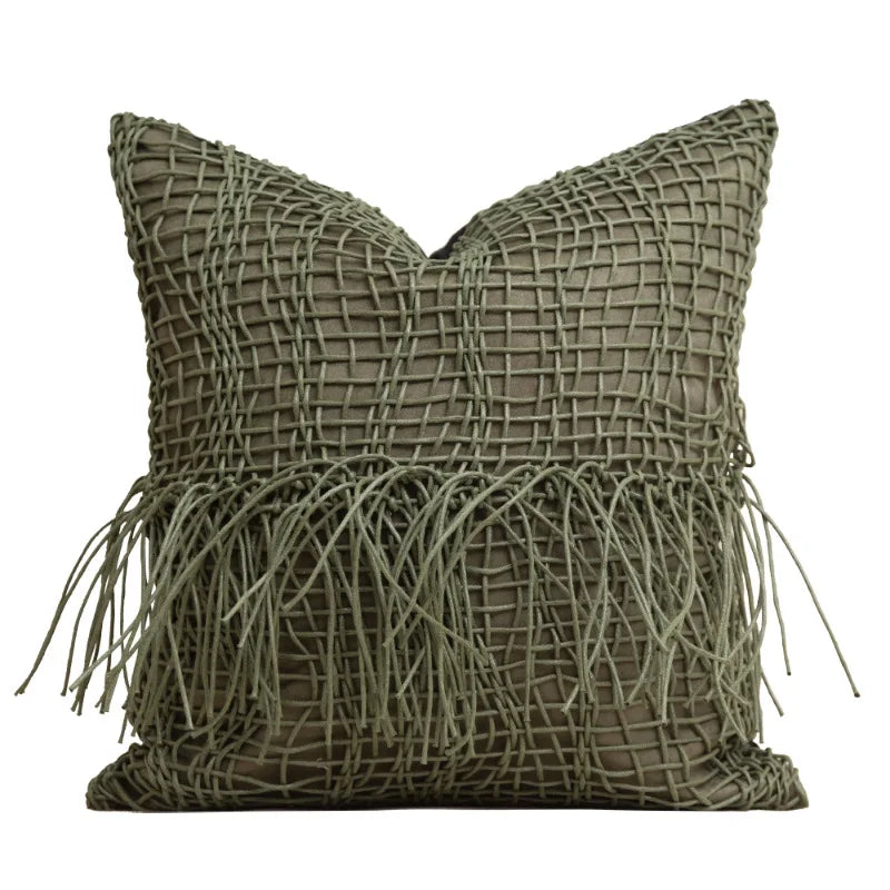 coussin décoratif géométrique vert beige blanc contemporain salon lit voiture 45x45cm