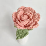 bouquet fleurs tricotées main blanc rose vert artisanal intérieur mariage anniversaire