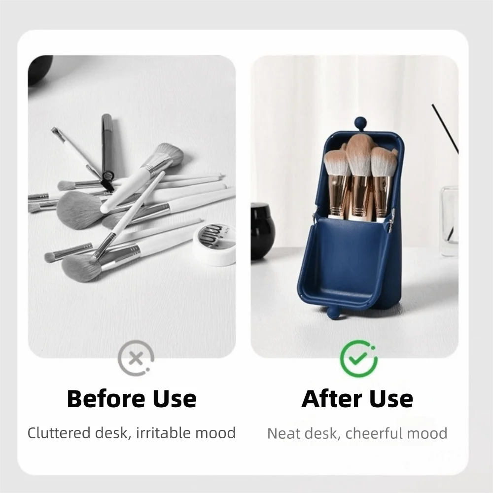 étui pinceaux cosmétiques réutilisable moderne rose gris bleu vert violet polyester opaque