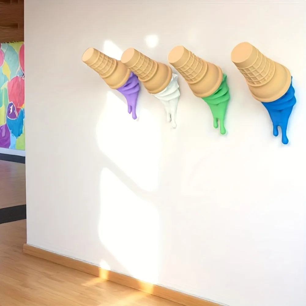 décoration murale cornet glace alvéolée couleurs vives fixation murale chambre enfant ludique
