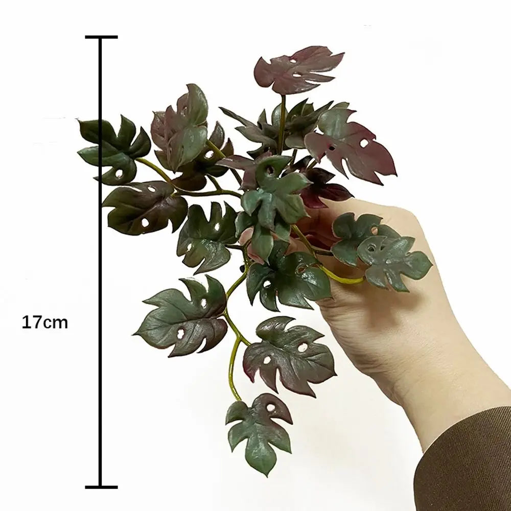 plantes artificielles feuilles vert violet blanc modernes clips métalliques décoration intérieure extérieure exposée vase