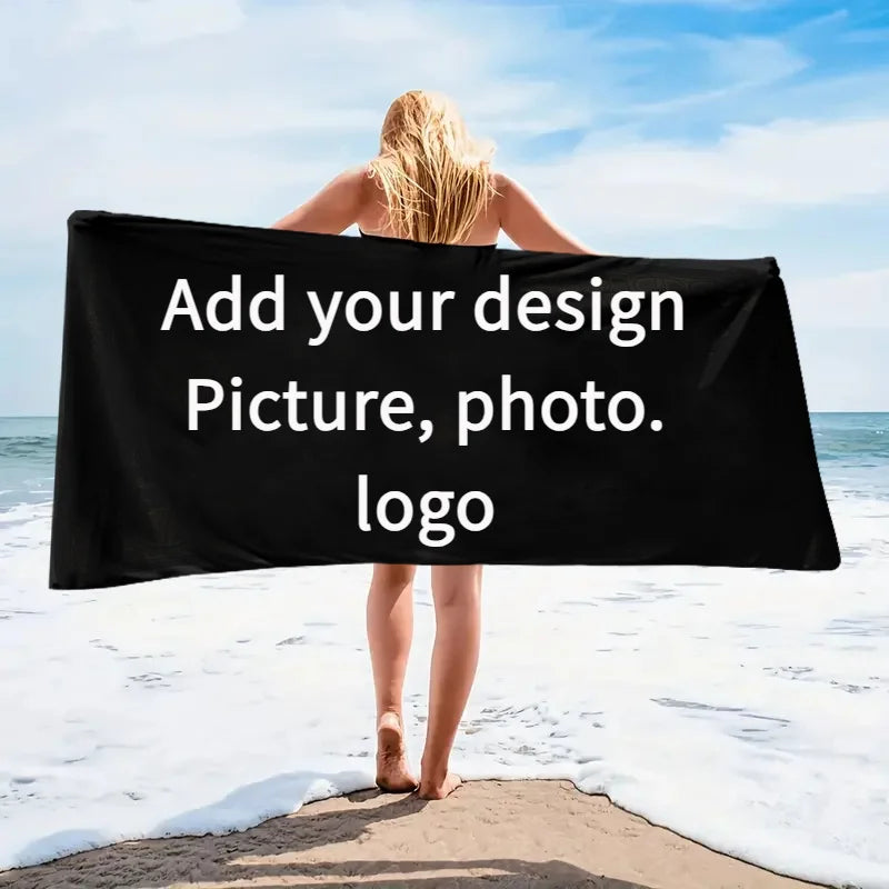 serviette plage séchage rapide polyester moderne imprimante photo logo noir dimensions variées été piscine