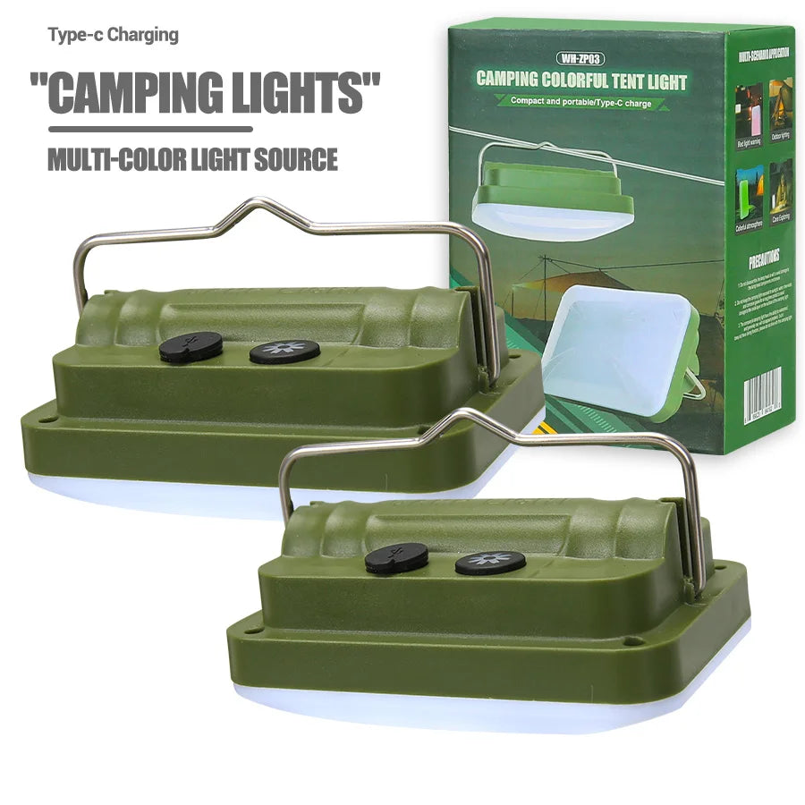 lampe camping rechargeable vert olive modes éclairage portable étanche crochetarrière led moderne