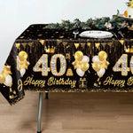 vaisselle jetable anniversaire noir doré assiettes verres serviettes bannières fête décorations confettis