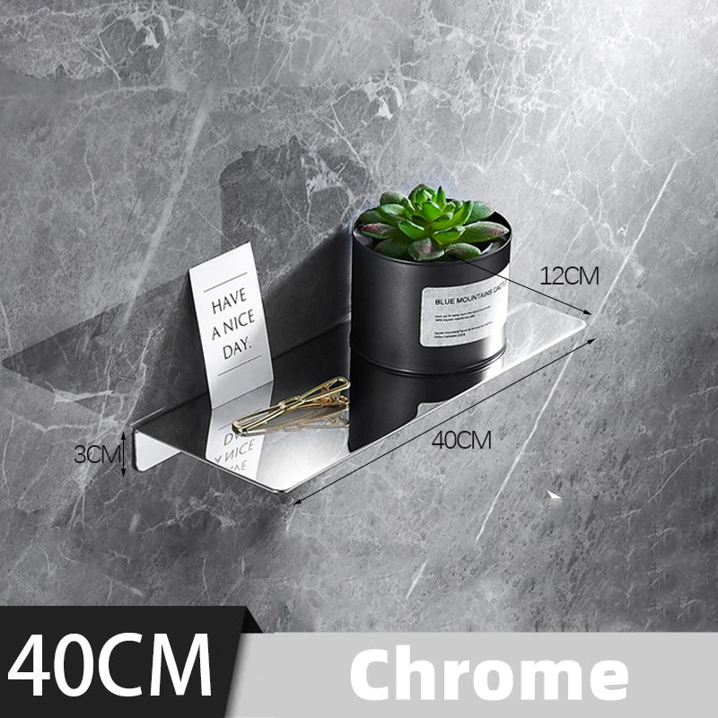 étagères murales acier inoxydable noir argenté lisses modernes vis 20 30 40 50cm