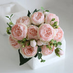 bouquet fleurs artificielles rose pivoine gypsophila mariage anniversaire décoration intérieureextérieur 30cm
