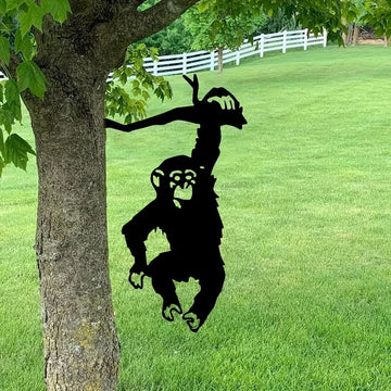 décoration murale silhouette singe noir suspendu jardin patio moderne élégant fixations