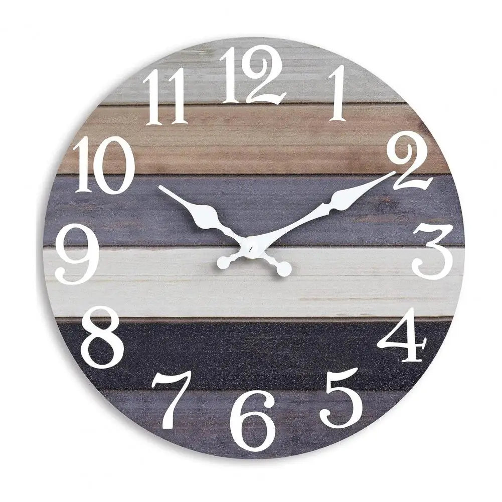 horloge murale bois vintage rustique sans tic tac analogique salon décoration chambre números