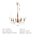 lustre salon doré bois classique têtes sans ombre éclairage hall chambre