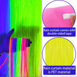 rideau pluie vert fluo moderne rayures horizontales adhésif double face anniversaire mariage festif