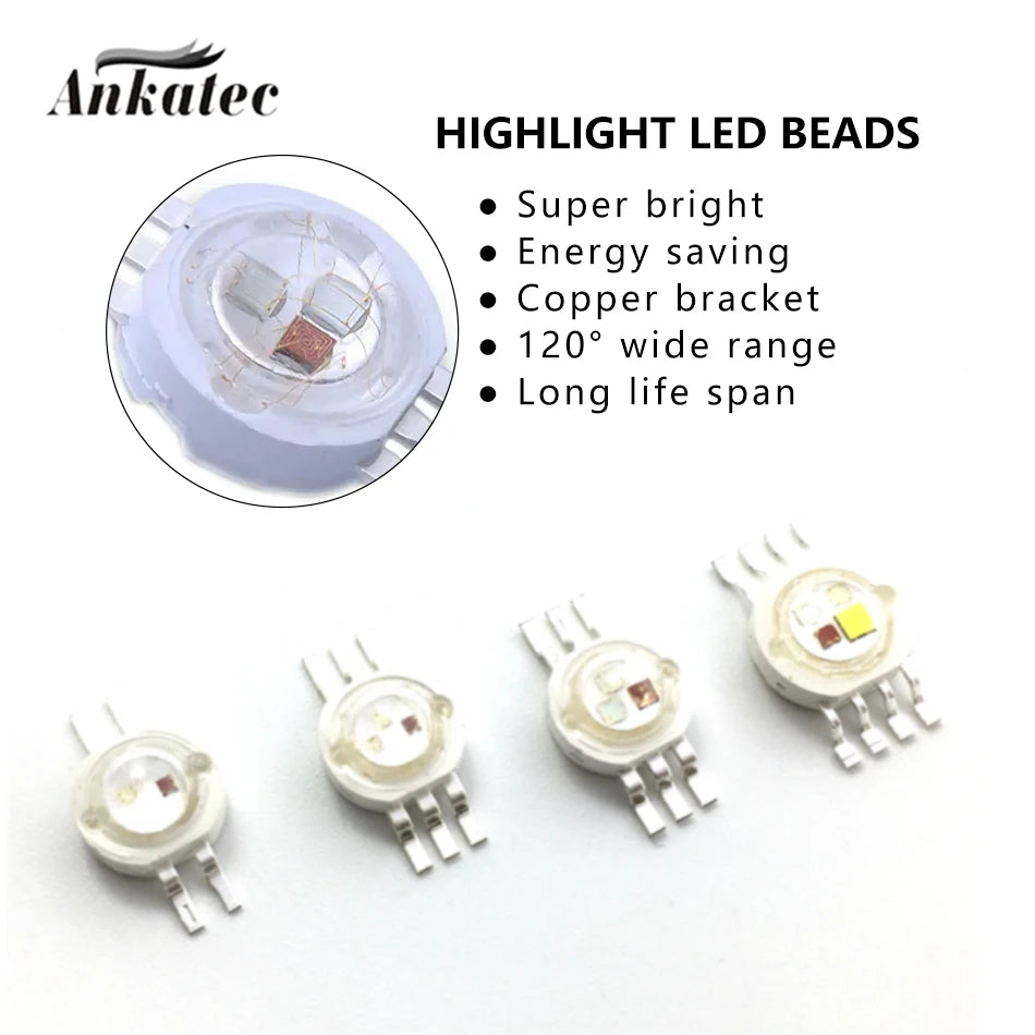 Diodes LED RGB RGBW 1W 3W haute luminosité clips métalliques change couleur projecteur scène