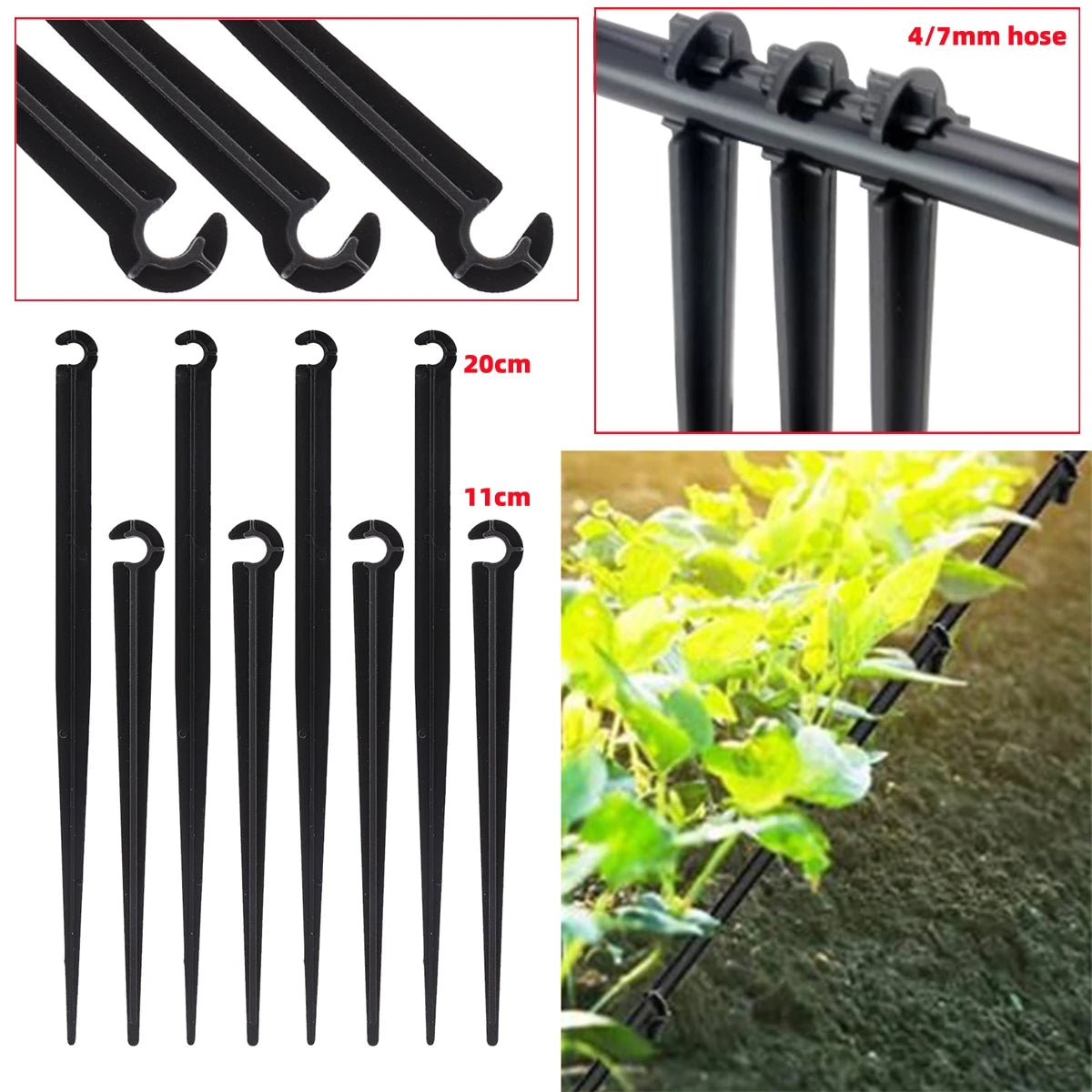 supports d'irrigation goutte goutte clips tuyau 47mm pots plantes irrigation pratique robuste clips noirs