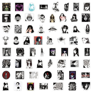 stickers adhésifs étanches gothiques manga abstraits visages grimaçants tomie kawakami junji ito