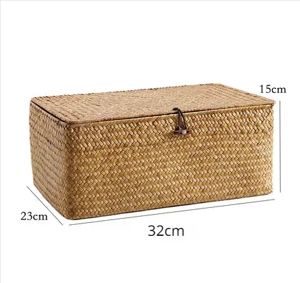 paniers rangement tissés paille naturelle rustiques conteneurs stockage serviettes cosmétiques bain respectueux environnement différents