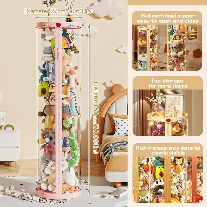 boîte rangement poupées transparente rose clair moderne enfant jouet organizer storage tube DIY