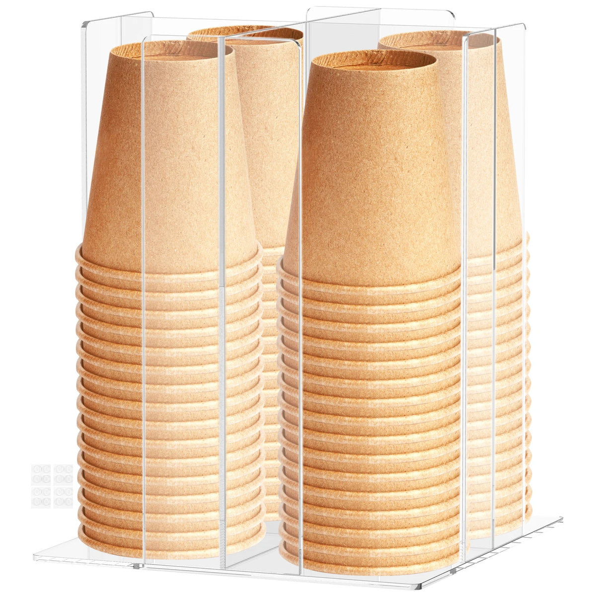 organisateur tasses cuisine transparent moderne clips respectueux environnement marron clair vert rondes lisses