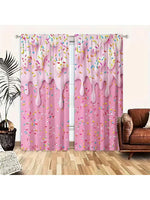 rideau rose clair glaçage donuts colorées opaques moderne deux pièces polyester