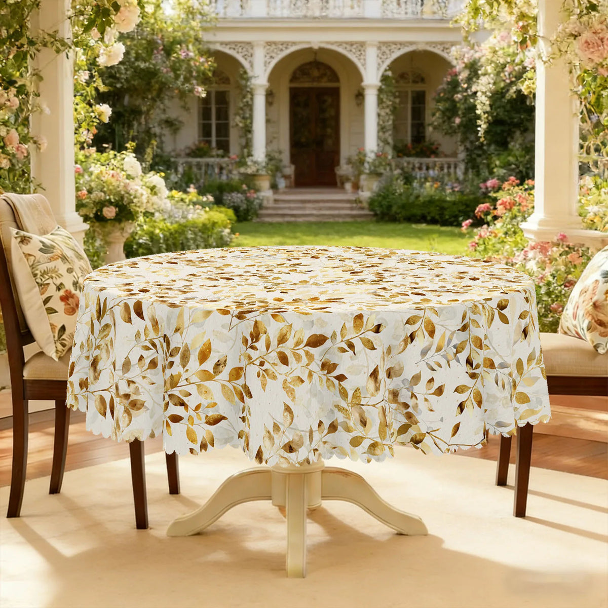 nappe rectangulaire feuilles dorées classique printemps table manger imperméable polyesterextérieurhôtelmarriagebanquet