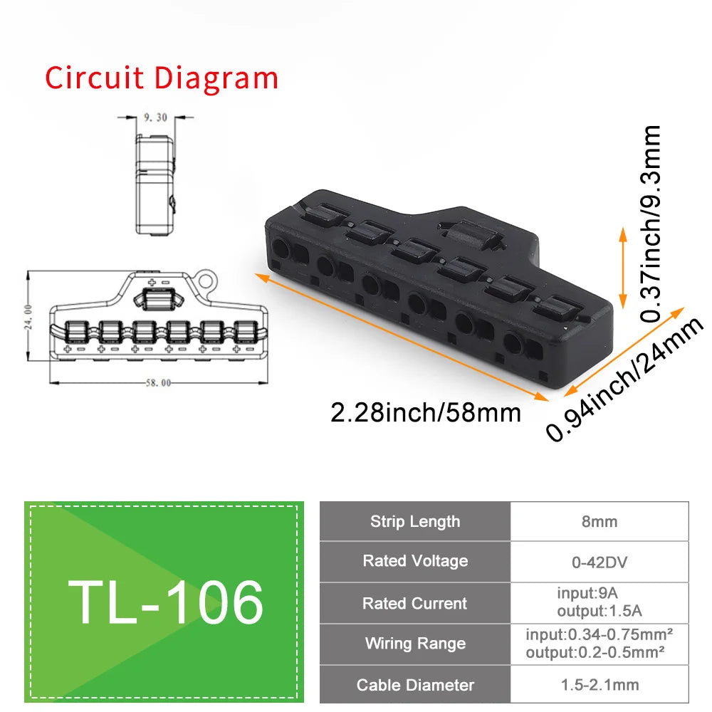 connecteur rapide câbles noir séparation ports bloc distribution lignes led 48v certification