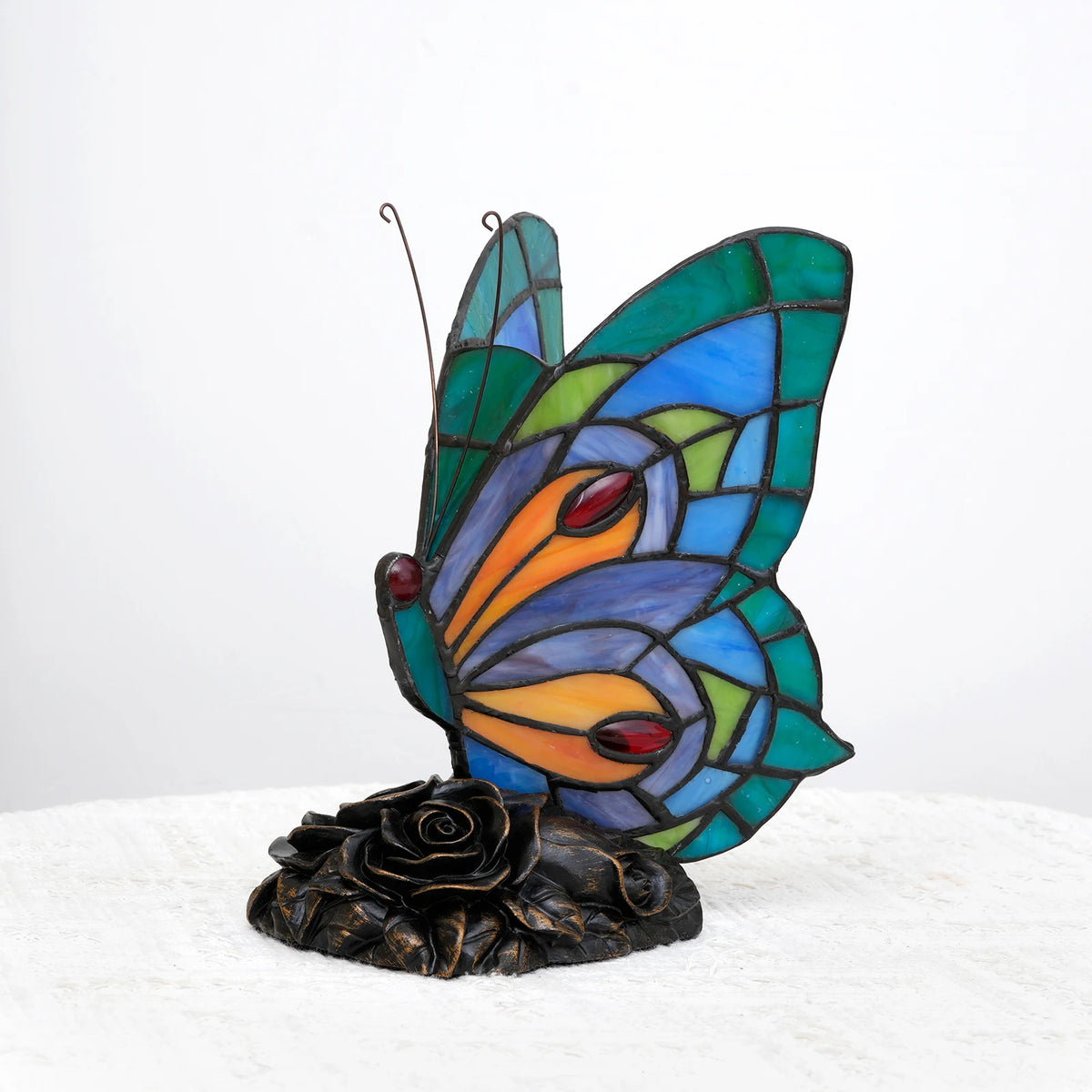 lampe poser moderne papillon verre coloré art deco multiple couleurs interrupteur câble daluminium