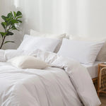 taies d'oreiller texturées blanc plissées coton polyester respectueuses environnement durables minimalistes modernes