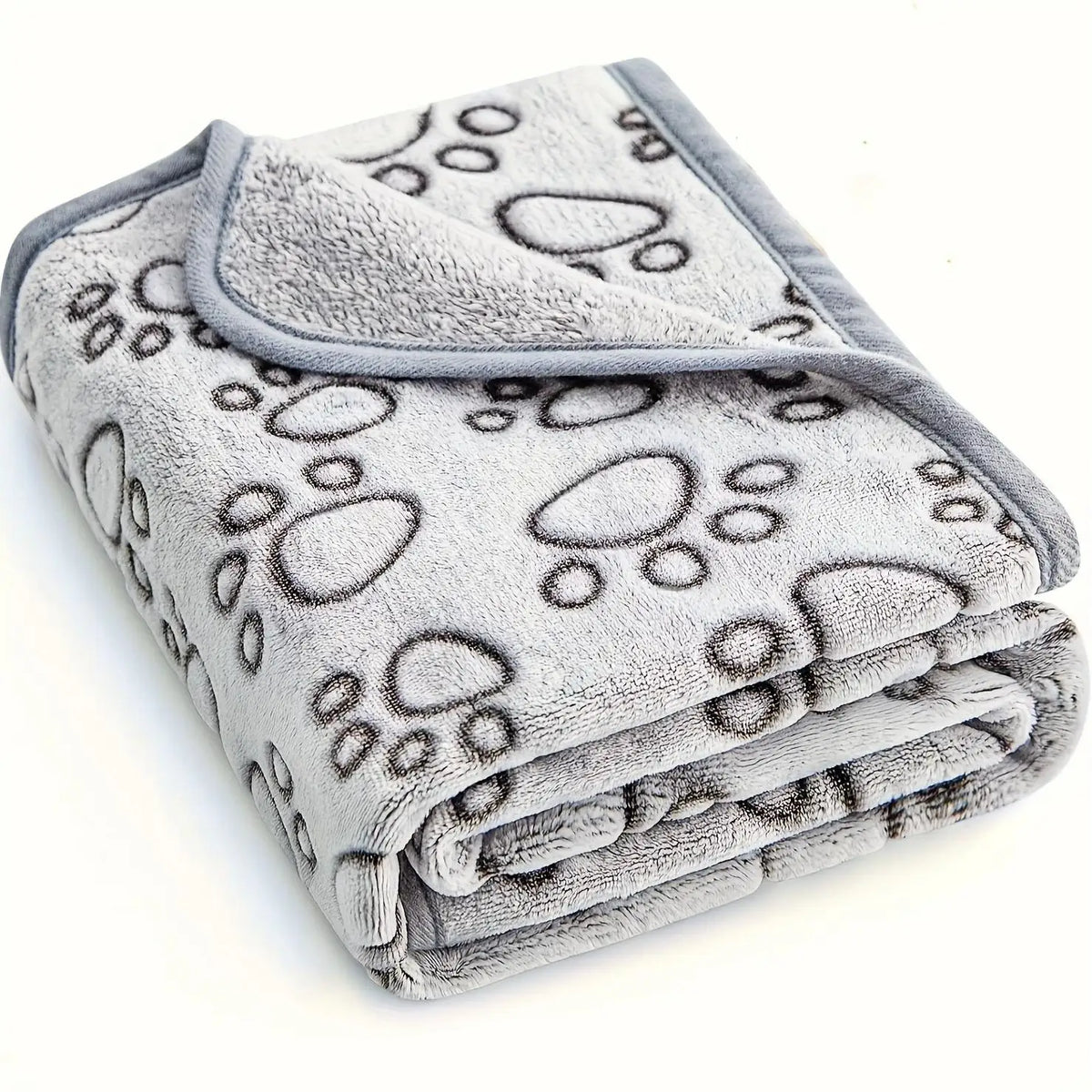 couverture animaux compagnie gris clair imprimé pattes animaux douce doublée taille