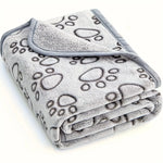 couverture animaux compagnie gris clair imprimé pattes animaux douce doublée taille