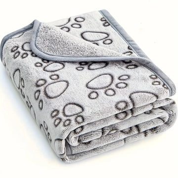 couverture animaux compagnie gris clair imprimé pattes animaux douce doublée taille