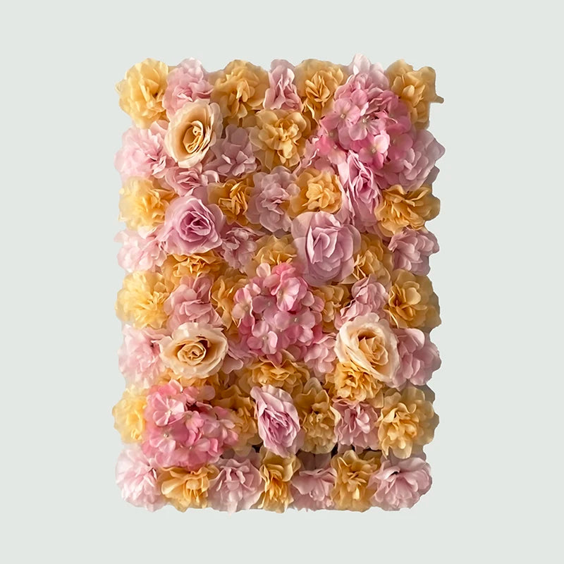 panneau mural fleurs artificielles rose blanc beige decoration romantique mariage anniversaire intérieur 60cmx40cm