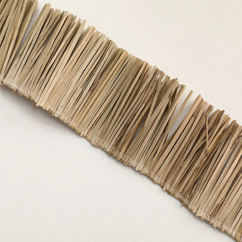décoration murale bohème fibreuse frangée bande texturée beige naturelle rustic