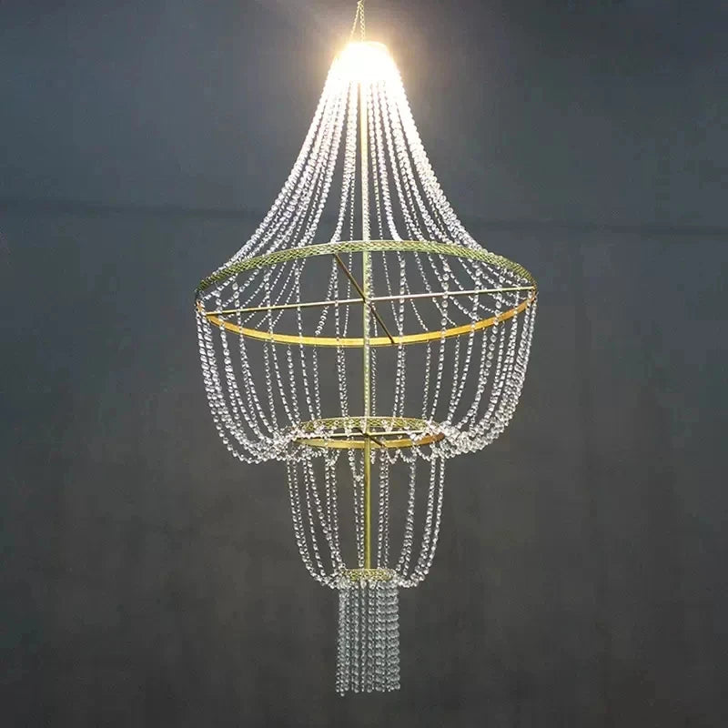 pendentif cristal or décoration maison mariage banquet festif élégant suspension métal doré
