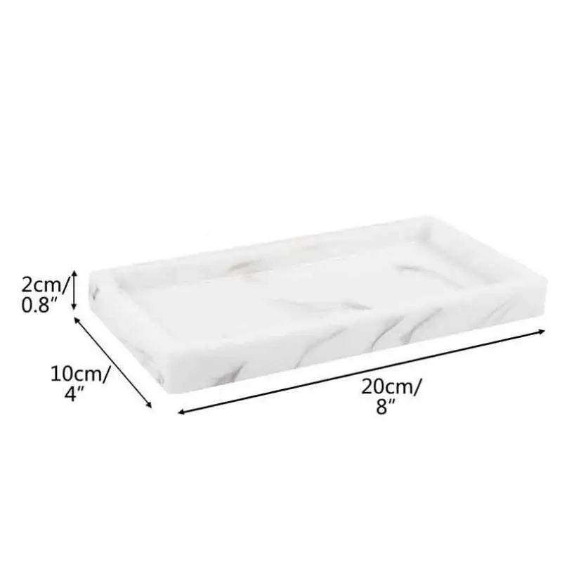 plateau silicone blanc imitation marbre moderne organisateur salle bain coiffeuse diffuseur aromates bijoux 20cm